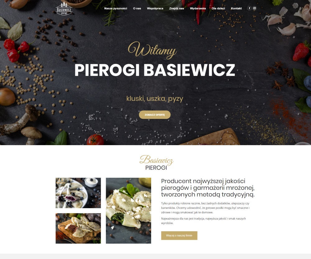 Pierogi Basiewicz - strona wordpress
